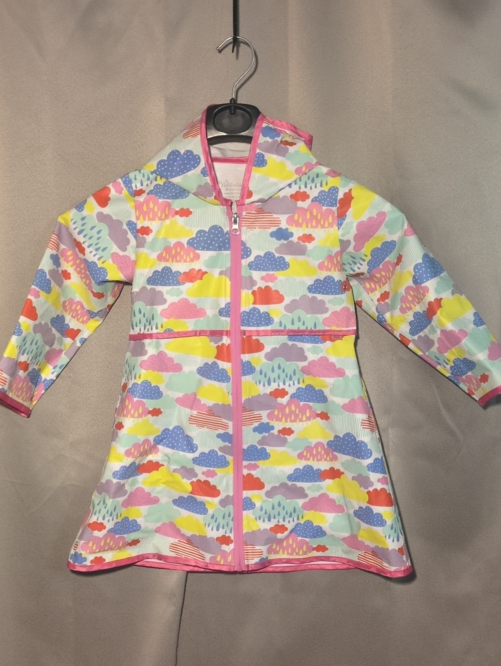 American Girl WellieWishers Multicolor Cloud Print Raincoat - Pink Trim